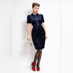 Orla Kiely Velvet Floral Mod Dress Retro 60s S